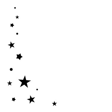 Siyah yıldızların beyaz arka planda dalgalandığı bir tatil ortamı. Yeni yıl ya da yılbaşı arkaplanı. Sihirli havai fişekler. Parlak Stardust geçmişi. Takımyıldızı. Cadılar Bayramı büyüsü