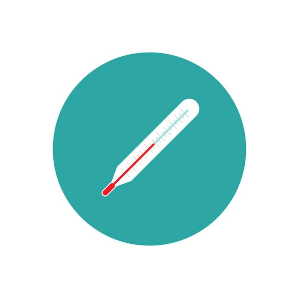 青色で隔離された医療用温度計のアイコン 体温だ ウイルスの症状だ 漫画ベクトルイラスト — ストックベクタ