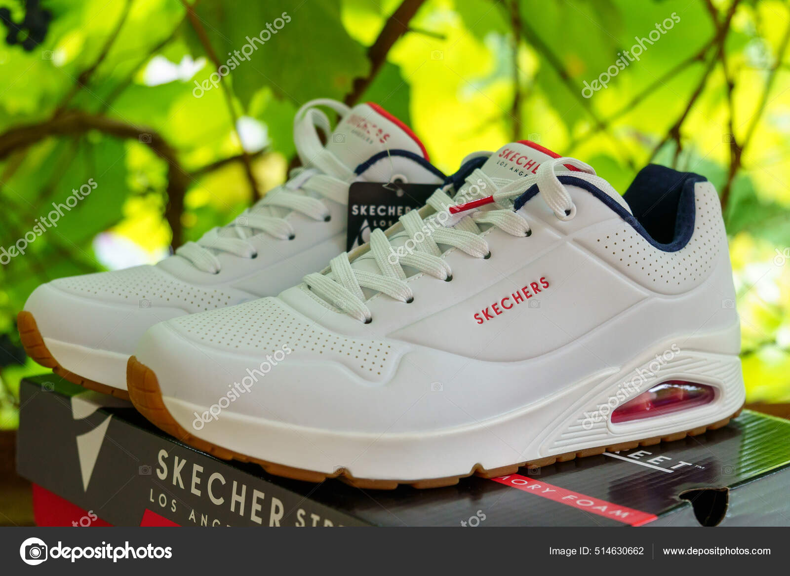 Volzhsky Russia September 2021 White Los Angeles Sneakers Skechers American – Stock Editorial Photo © #514630662
