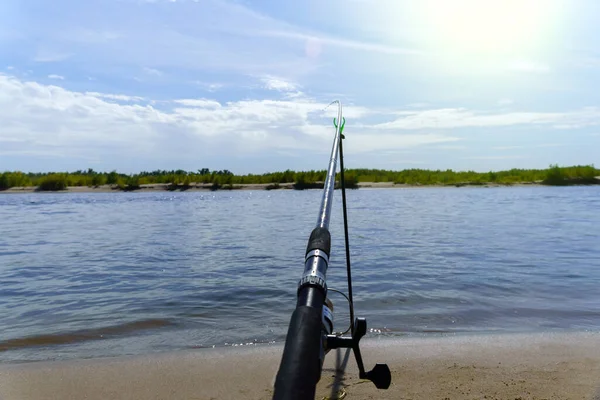 Caña Pescar Disfrutar Pasatiempo Pesca Deportiva Concepto Pesca Relajación Copiar —  Fotos de Stock