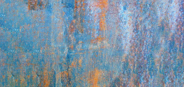 Background Rusty Metal Surface Blue Paint Flaking Cracking Texture — Stock Photo, Image