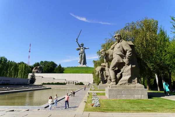 Wolgograd Russland September 2021 Die Skulptur Mutterland Auf Dem Gipfel — Stockfoto