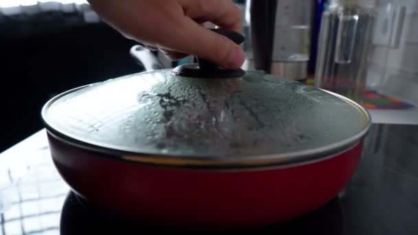 Fried turkey liver, cooking in the pan. homemade food. Close-up, selective focus — Stock Video