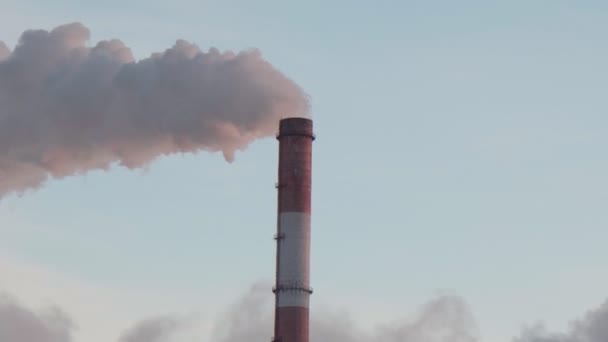 Emissão para a atmosfera da chaminé da fábrica industrial. Conceito de aquecimento global e poluição atmosférica. — Vídeo de Stock