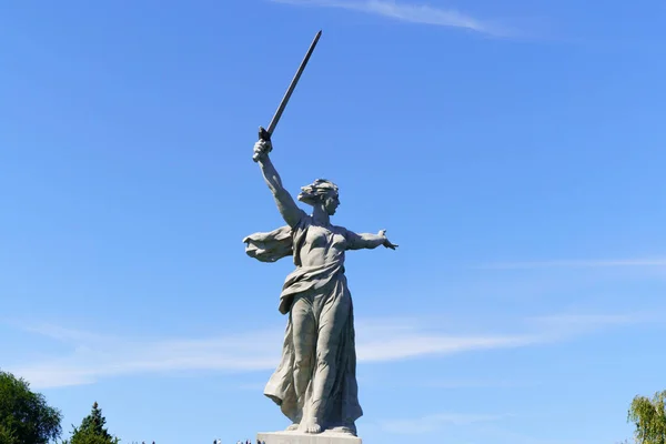 Volgograd Russia September 2021 Sculpture Motherland Top Mamayev Kurgan — Stock Photo, Image