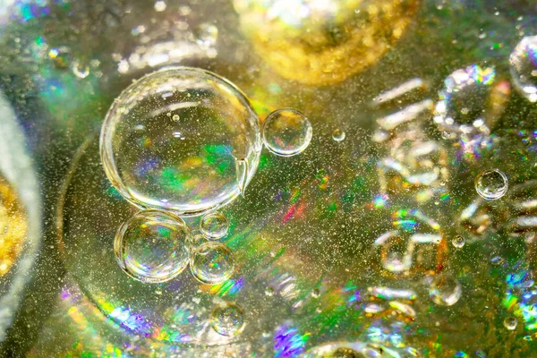 Oil Bubbles Close Abstract Selective Background Drops Transparent Gel Surface — Stock Fotó