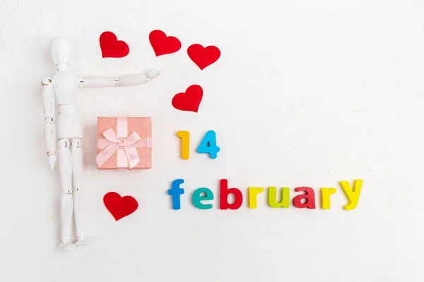 Inscriptie Februari Wit Achtergrond Het Concept Van Geschenken Voor Valentijnsdag — Stockfoto