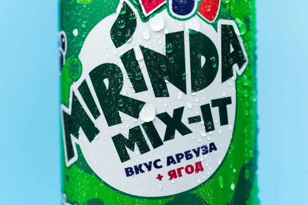 Tyumen Russia January 2022 Mirinda Mix Berries Watermelon Carbonated Drink — Stock Photo, Image