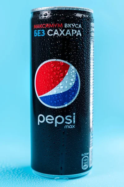 Tyumen Ryssland Januari 2022 Pepsi Dryck Burk Logotyp Nära Håll — Stockfoto