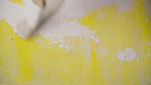 Pintura y decoración de pintura blanca y pinceles de cerca. Enfoque selectivo. Vídeo vertical — Vídeos de Stock