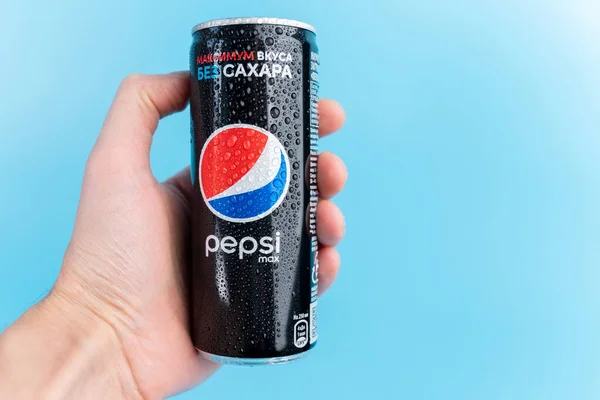 Tyumen Rusland Januari 2022 Pepsi Drinken Blik Logo Close Pepsi — Stockfoto