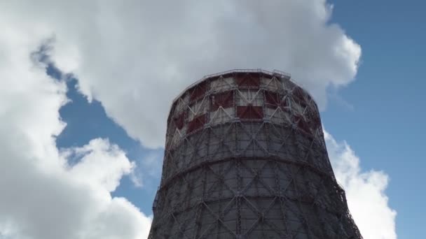 热力发电厂污染环境的浓浓的白烟工厂管道火力发电厂 — 图库视频影像