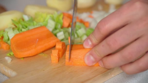 Chopped vegetables carrots, healthy and delicious. Close-up. — Videoclip de stoc