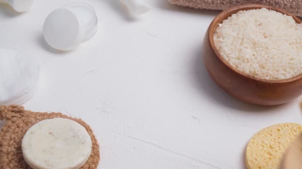 Rice for holistic skin care therapy. Holistic beauty concept, fermented beauty care trend — Video
