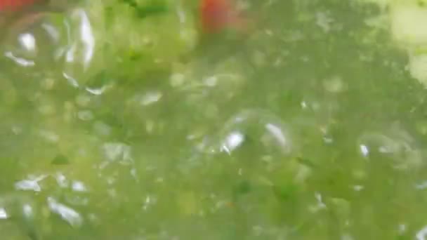 Cooking broccoli soup. Vegan healthy food. Close-up — 비디오