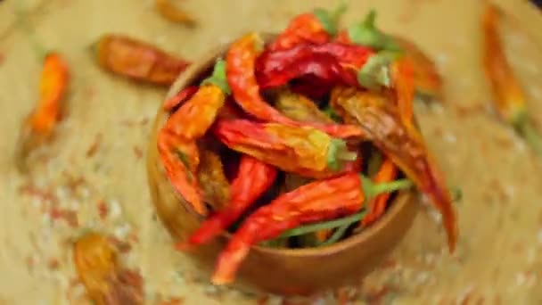 Dried Red Chilli Food Ingredient Make Chilli Powder Keep Long — Videoclip de stoc