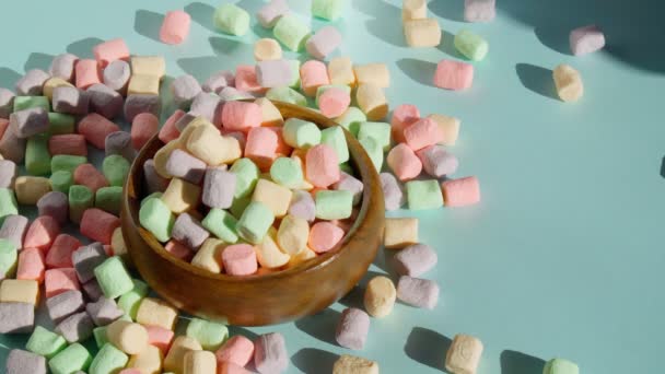 Background Texture Colorful Mini Marshmallow Concept Winter Food — Stock Video