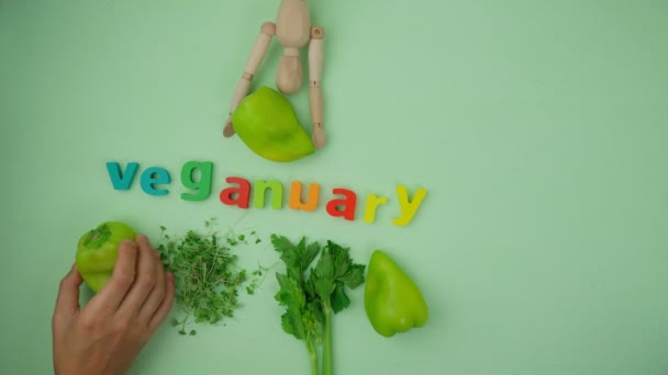 Veganuary Vegan Lifestyle Month January Veganuary Calendar Daily Diet Planning — Stok video
