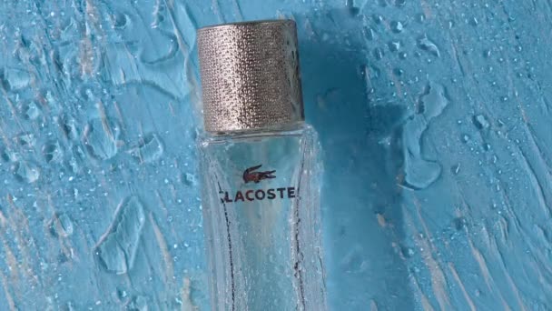 Tyumen Russia June 2022 Lacoste Bottle Pour Femme French Clothing — Vídeos de Stock
