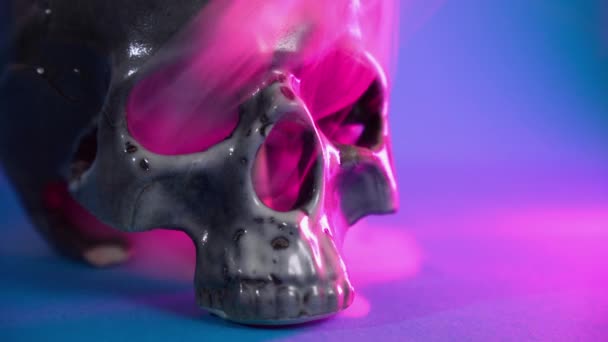 Skull Smoke Concept Skull Smoke Bones Person Halloween Inspiration — Vídeo de Stock