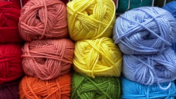 Balls Yarn Knitting Concept Needlework Knitting Selective Focus — Stok video