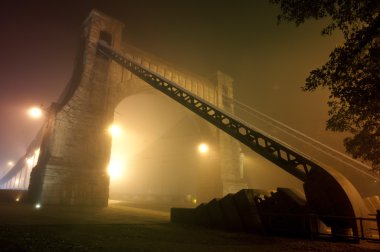 Beautiful view of the old town bridge at night clipart