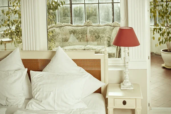 Beauty bedroom with another glazing room — Stock Photo, Image