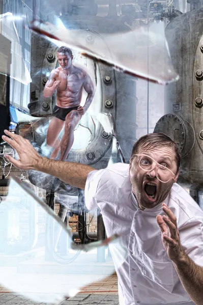 A man escapes from the lab — Stock Photo, Image