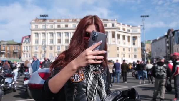 Wladiwostok Russland November 2021 Motorradfest Auf Dem Zentralen Platz Die — Stockvideo