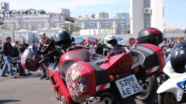 Vladivostok Russia November 2021 Motorcycle Festival Central Square Fighters Power — Stock Video