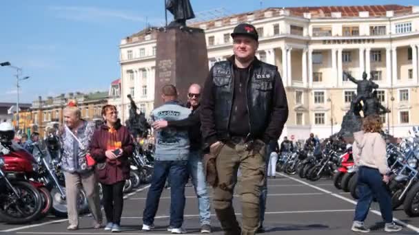 Vladivostok Rusia November 2021 Festival Sepeda Motor Alun Alun Pusat — Stok Video