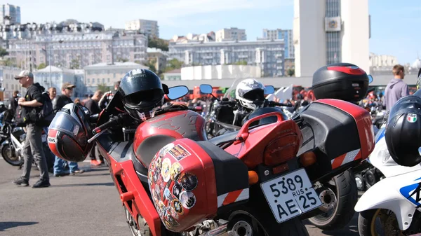 Vladivostok Russia November 2021 Motorcycle Festival Central Square Fighters Power — Stock Photo, Image