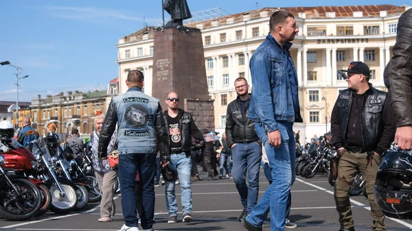 Vladivostok Russia November 2021 Motorcycle Festival Central Square Fighters Power — Stock Photo, Image
