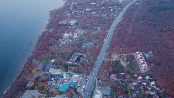 Förort Till Vladivostok Vägen Går Inte Långt Från Stranden Höst — Stockvideo