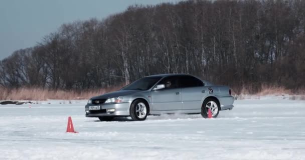 Spassk Dalnij Region Primorje Russland 2022 Januar Ein Graues Auto — Stockvideo