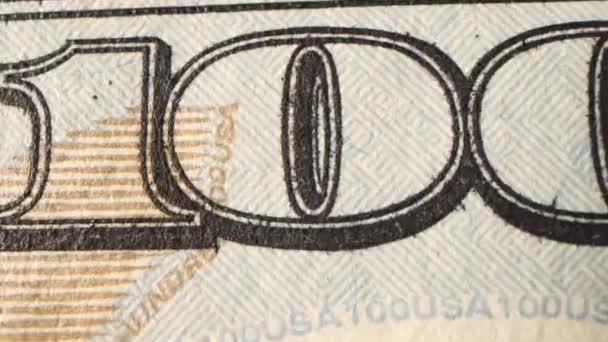 Macro Muchos Billetes 100 Dólares Americanos Billetes Dinero Efectivo Textura — Vídeo de stock