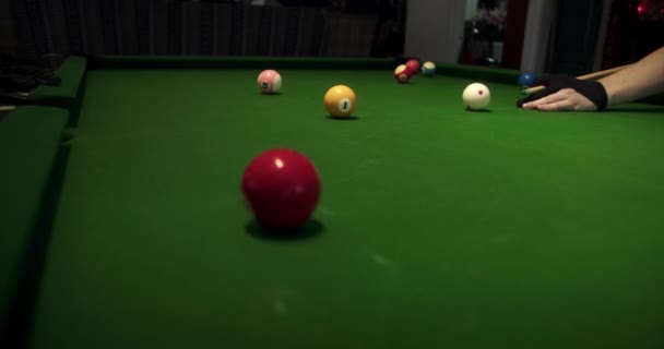 Jeu Sportif Billard Sur Chiffon Vert Balles Billard Avec Numéros — Video