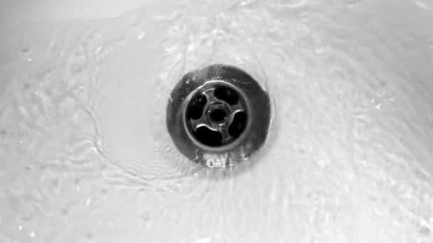 Water Flows Sink Drain Hole Slow Motion Water Drain Ceramic — Stock video