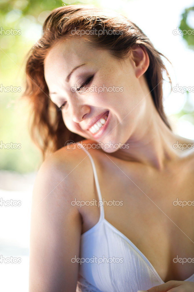 Attractive asian female smiling