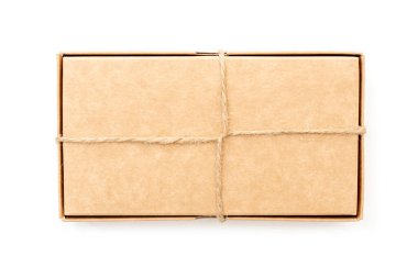 Gift paper box with rope isolated on white