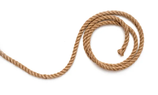 Long Twisted Rope Cable Isolated White Top View — Φωτογραφία Αρχείου