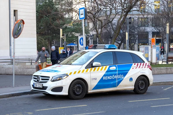 Будапест Jan Венгерская Полицейская Машина Rendorseg Улице Будапешта Января 2021 — стоковое фото