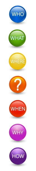 Цветные Изолированные Кнопки Вопросительным Знаком Вопросом Почему Решайте Вопросы Решение — стоковый вектор
