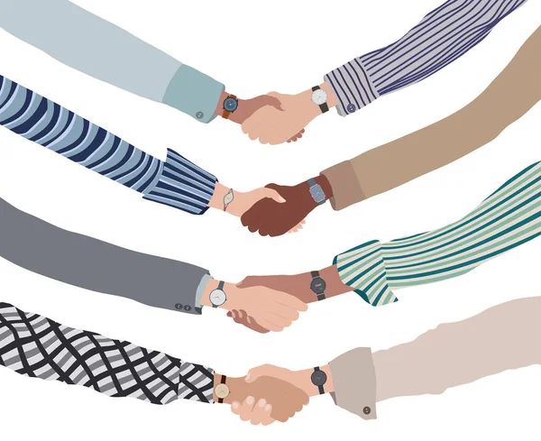 Serrer Main Entre Gens Affaires Financiers Concept Partenariat Communication Accord — Image vectorielle