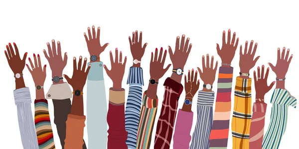 Arms Hands Raised Ethnic Group Black African African American Men — Διανυσματικό Αρχείο