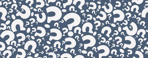 Veelgestelde Vragen Blauwe Banner Met Veel Willekeurige Vraagtekens Naadloos Patroon — Stockvector