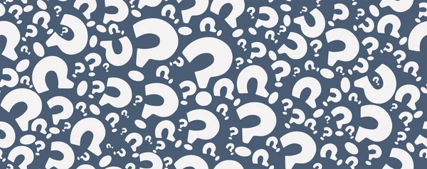 Faq Concept Blue Banner Many Random Question Marks Seamless Pattern — Stok Vektör