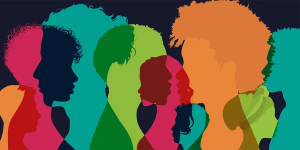 海报侧写的是来自不同文化的男性和女性群体 多元文化的人 种族平等和反种族主义的概念 多族裔社区 增强权能 Allyship — 图库矢量图片
