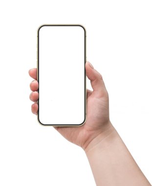 boş ekran ile Smartphone tutan kadın. 