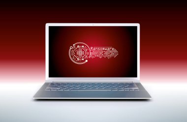 Bilgisayar ekranındaki fidye virüsü - koyu kırmızı arka plan kilidindeki anahtarı şifreleyin